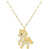 Unicorn Necklace Gold For Women, Cute Dainty Shiny Rhinestones Unicorn Necklace Pendant Jewelry Christmas Birthday Gift For Her