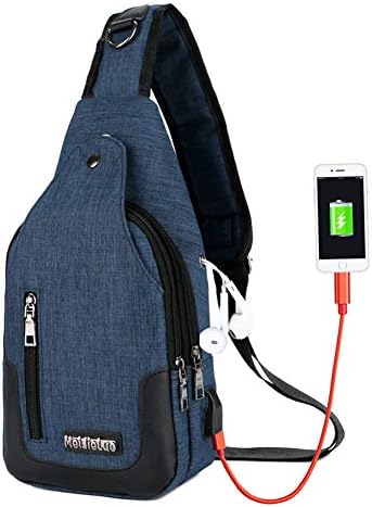 Sling Bag Men Chest Shoulder Backpack Crossbody Bag with USB Charging Port for Women Hiking Cycling Camping Daypacks