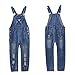 Digirlsor Girls Overalls Little Big Kids Distressed Denim Bib Pants Ripped Blue Jeans Romper Jumpsuit, 3-12Y