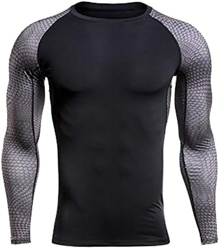 Men's Baselayer Cool Dry Compression Top, Men's Long Sleeve T-Shirt Dry Fit Athletic Compression Shirt