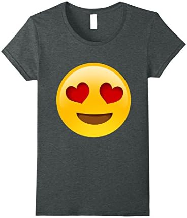 Womens Emoji T Shirt Heart Eyes Love Smiley Tee t shirt T SHIRTS Medium Dark Heather