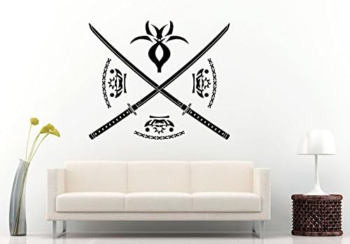 Samurai Ancient History Japanese Warrior Ninja Katana Two Swords Ornament Wall Decal Vinyl Sticker Mural Room Decor L628