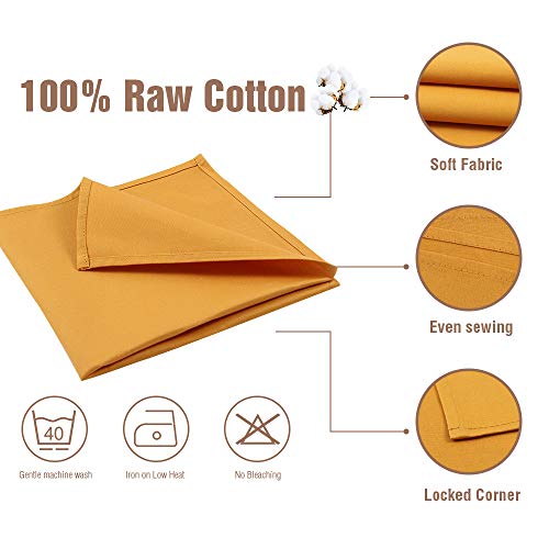 KOFFOTA Cotton Cloth Napkins for Dinner. Thanksgiving Day Christmas Decorations Gifts Easy Care and Durable Everyday Table Setting Parties Restaurants.18×18". (Brilliant Yellow, 6 Pack)