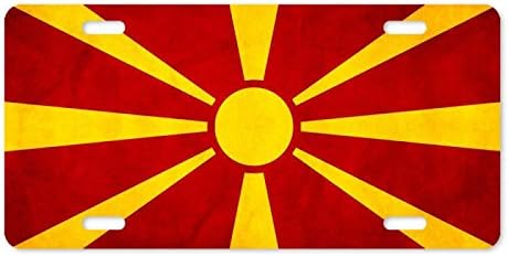 Metal License Plate Cover Macedonian Flag Aluminum License Plate 12" x 6"