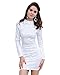 Miss ord Women's Long Sleeve High Neck Bodycon Tight Casual Mini Dress White X-Small