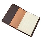 Genuine Leather Notebook, Passport Book 3.5 x 5 in Mini Composition Cover, 64 Pages Ruled, Pocket Size, Brown