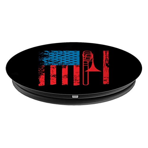 Trombone Player USA Flag Gift Accessories for Men Women Kids PopSockets Grip and Stand for Phones and Tablets