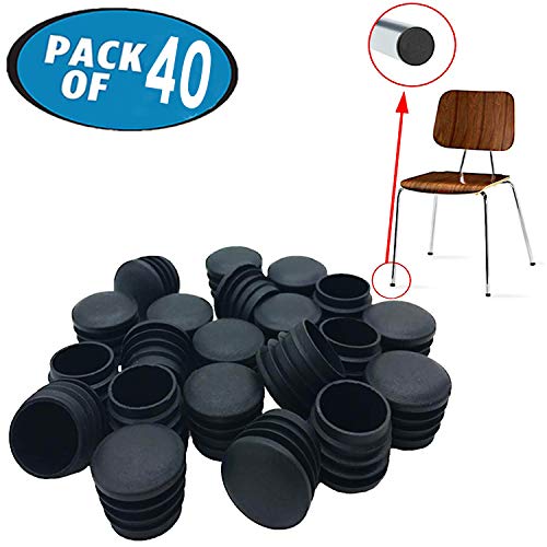 40 Pack 1 Inch Round Plastic Plug, Pipe Tubing End Cap, Durable Chair Glide and Avoid Noise Protector