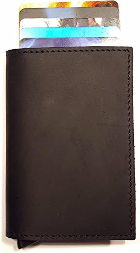 Norcolo Premium Pop-Up Distressed Leather Wallet - Ultimate RFID Protection, Durable &amp; Ergonomic Slim Design, Safe &amp; Secure For Credit Cards, Money &amp; Documents, Saves Time &amp; Effort (Black)