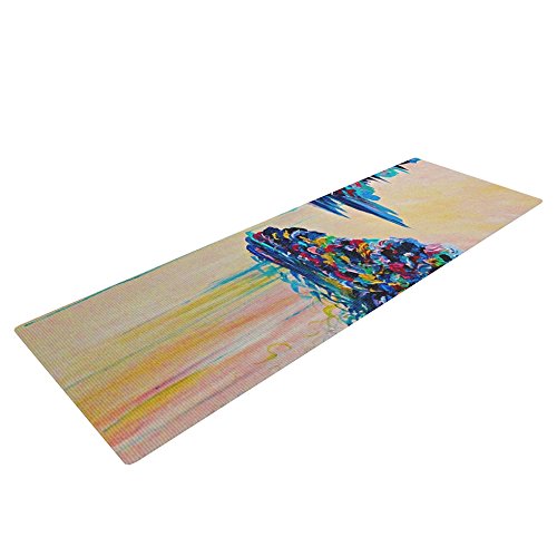 Kess InHouse Ebi Emporium Silver Linings Exercise Yoga Mat, Beige Blue, 72" by 24"