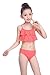 SHEKINI Girls Swimwear Ruffles Flounce Swimsuit Crochet Two Piece Bikini Bathing Suits (Plum red, 14-16 Years)