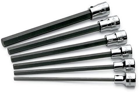SK Tools USA 3/8" Drive, 6 Piece, Long, Metric, Chrome Hex Bit Socket Set: 4MM - 10MM | 19726