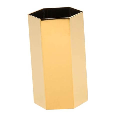 Modern Gold Hexagonal Metal Pencil Holder Pen Pot Desk Organizer