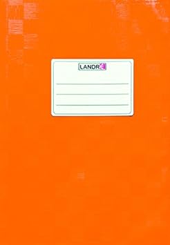 LANDRE 100420084 Hefthülle A5 10er Pack mit Namensschild geprägt in Bast-Optik orange flexibel und abwischbar