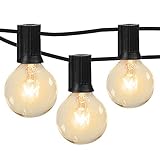 50FT Outdoor Patio String Lights with 50 Clear Globe G40 Bulbs, UL Certified for Indoor/Outdoor Patio Backyard Pool Pergola Market Cafe Porch Garden Marquee Letter Decor