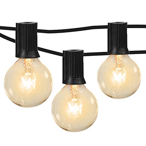 50FT Outdoor Patio String Lights with 50 Clear Globe G40 Bulbs, UL Certified for Indoor/Outdoor Patio Backyard Pool Pergola Market Cafe Porch Garden Marquee Letter Decor
