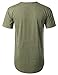 URBANCREWS Mens Hipster Hip Hop Melange Elong Crewneck T-Shirt Army Medium