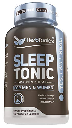 Sleep Aid Pills for Adults with Melatonin Natural Non-Habit Forming - Stress, Anxiety & Insomnia Relief Supplement - Herbal Sleeping Capsules with Suntheanine Valerian Root L-Theanine