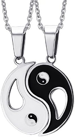 THOBAL 1 pair Silver Alloy lovers pendant couple Ying Yang relationship puzzle necklace for couples