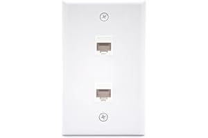 VCE Ethernet Wall Plate 2-Port (UL Listed), Cat6 Female to Female Wall Jack, RJ45 Keystone Inline Coupler Wall Outlet, White