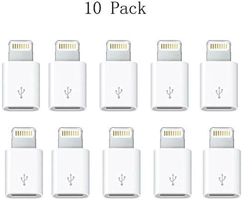 SmartLifeTime [10 Pack] 8-pin Lightning Plug to Micro USB Socket Converter / Adapter / Connector for iPhone iPad iPod (White)