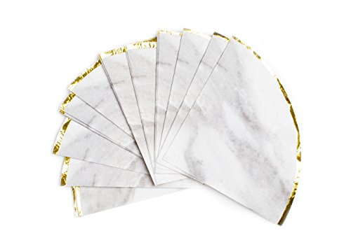 Sugar & Cloth Round Paper Dinner Napkins, Marble with Gold Edge, 32 Count