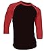 DREAM USA Men's Casual 3/4 Sleeve Baseball Tshirt Raglan Jersey Shirt Black/Red 3XL