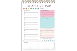 Tuun Fuplan Teacher Notepad - Teacher To Do List Notepad, Spiral Checklist Notebook Organizer for Teachers Notes Task Appointment, Teacher Appreciation Gifts, 5.8'' x 8.3'', Pink