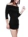 Allegra K Women Off Shoulder Side Shirred Slim Fit Clubwear Mini Dress,Small,Black