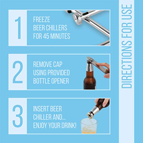 Vinetto Stainless Steel Beer Chiller Sticks (Set of 3) & Bottle Opener - Wine, Water, Beverage Cooling Sticks for Bar, Party & Camping - Instantly Chills Your Drinks - Perfect Gift for Beer Lover - Thumbnail 6