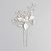 Ammei Headpiece Silver Wedding Headpieces For Bride Handmade Leaves Design Bridal Hair Pins with Rhinestones and Pearls Set Of 2 (Silver)
