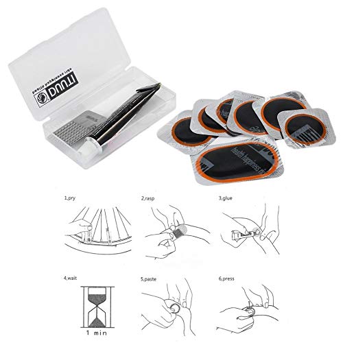 Lovelystar Tire Repair Kit, Cycling Bicycle Bike Repair Fix Kit Flat Rubber Tire Tyre Tube Patch Glue Set Bicycle Bike Repair Accessories