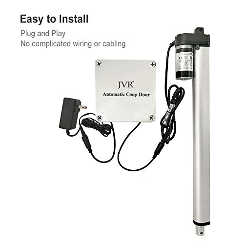 JVR Chicken Coop Door Automatic Opener Kit, Waterproof WiFi Timer Controller Actuator Motor Mobile/Remote Control, 12V DC Power Supply (WiFi)