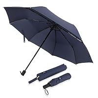 Saiveina Windproof Travel Umbrella, Compact Water-Resistant Foldable Umbrella (Blue)