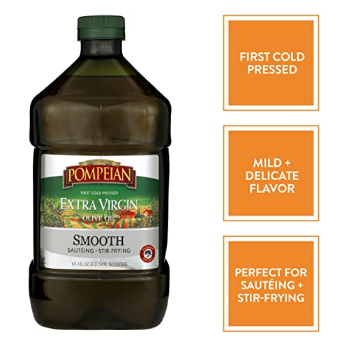Pompeian Smooth Extra Virgin Olive Oil, First Cold Pressed, Mild and Delicate Flavor, Perfect