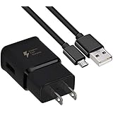 Adaptive Fast Charger Kit Compatible Samsung Galaxy S6/ S7/ Edge/Plus / Active/Note 5 / Note 4, FetchPower USB 2.0 Fast Wall Charger Adapter and Micro USB Cable