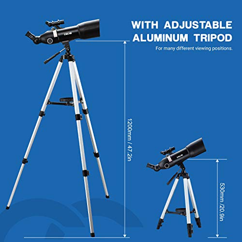 ESSLNB Telescopes for Adults Kids Astronomy Beginners 80mm Astronomy Telescopes with 10X Phone Mount Refractor Telescope Tripod and Case - Thumbnail 5