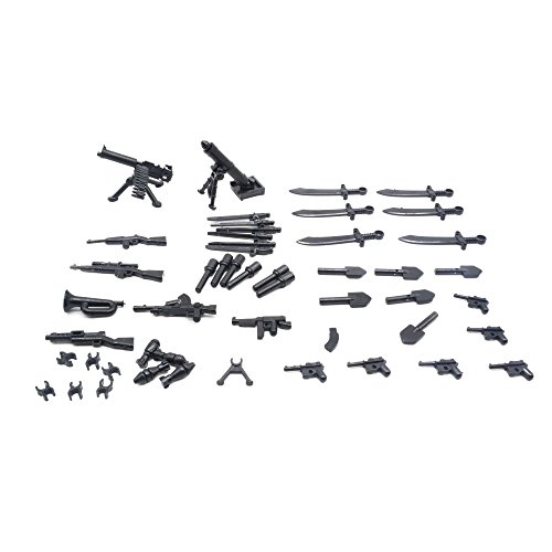 Koolfigure Custom WW2 Weapons Packs Designed for Military Minifig,Broadsword,Maxine Gun,Hand Grenade,Mortar etc.