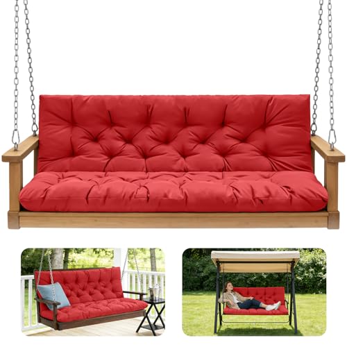 Porch Swing Cushion 3 Seater Waterproof Red