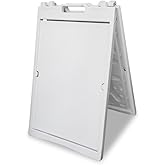 Berry Large A Frame Sign Board - White | 43" x 27" Folding Sandwich Board | Double-Sided Plastic Display with Handle | Heavy-