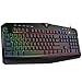 PICTEK RGB Gaming Keyboard USB Wired Keyboard, Crater Architecture Backlit Computer Keyboard with 8 Independent Multimedia Keys, 25 Keys Anti-ghosting, Splash-Proof, Ideal for PC/Mac Game, Black