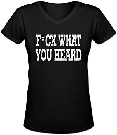 FUCK WHAT YOU HEARD Men's Short Sleeve Cotton V-Neck T-Shirt Black