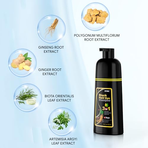 Ivnil Black Hair Dye Shampoo 3 in 1 Semi Permanent Hair Color Shampoo for Women & Men for Gray Hair Coverage, shampoo para pintar el cabello