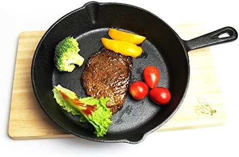 1 piece Pre-Seasoned 16cm Cast Iron Skillet Fry Pan with Silicone Handle Nonstick Griddle Grill Cookware Black (frypan-long handle)