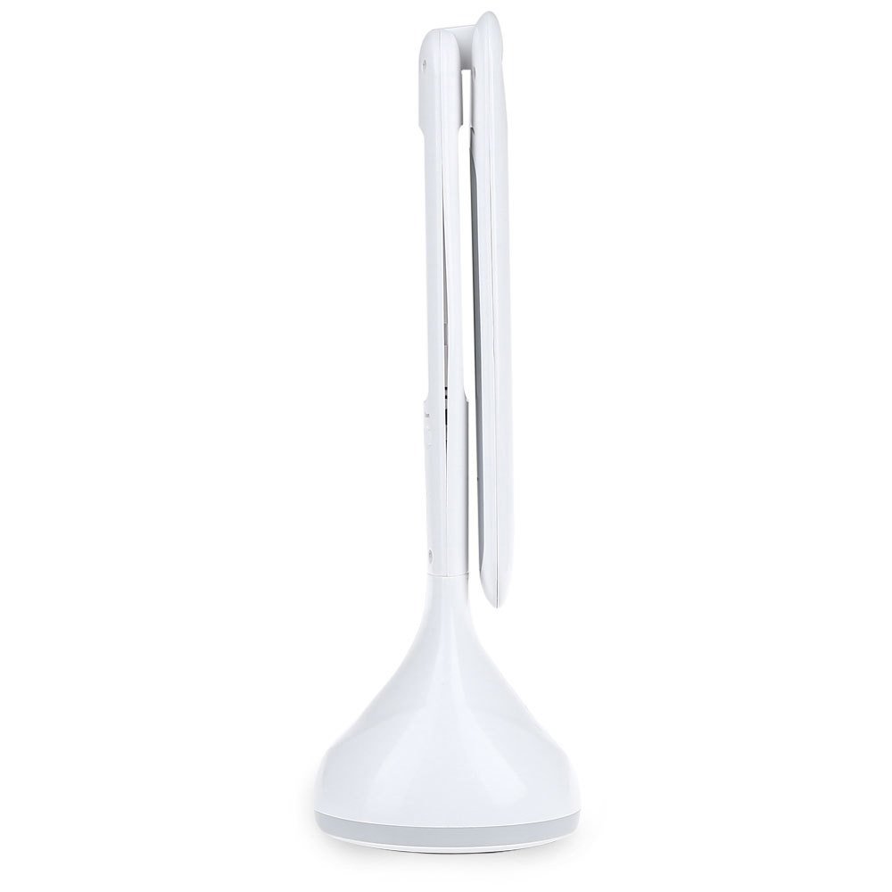 Desk Lamp Foldable 3 Levels Dimmable, , Rechargeable Folding Book Light Lamp Touch Control Dimmable Bedside & Table Lamp with Calendar/ Alarm Clock/ Temperature, USB Charge Eye-care for Reading, Relax and Sleep (White)