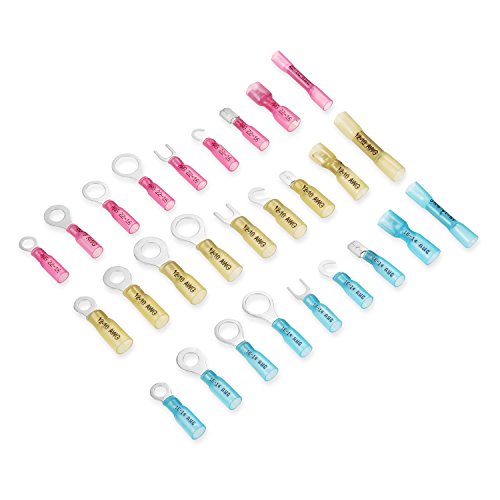 Kuject 300PCS Butt Connector Kit, Waterproof Electrical Crimp Wire Terminals, Include Ring Terminals (Copper Lugs), Spade Connectors, Hooks, Forks, Quick Disconnect Terminals for Automotive, Marine