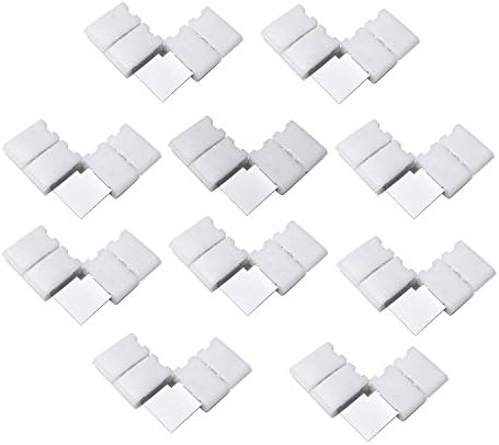 SINNRY 10pcs L-shape 2 Pin 8MM Strip to Strip Connector 2 Conductor Right Angle Corner Quick Splitter For SMD 3528 Single Color LED Strip (8MM 2PIN)