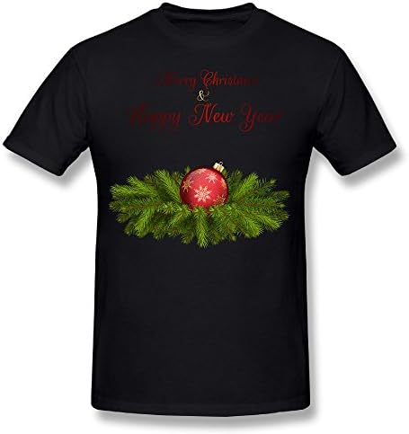 Juniestine Men's Merry Christmas Funny Logo Crewneck Short Sleeve T-Shirt X-Large Black