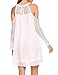 ACEVOG Women's Cold Shoulder Lace Chiffon Mini Patchwork Loose Casual Dress,White,Large