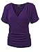 MBJ Womens V Neck Short Sleeve Wrap Front Drape Dolman Top - Made in USA